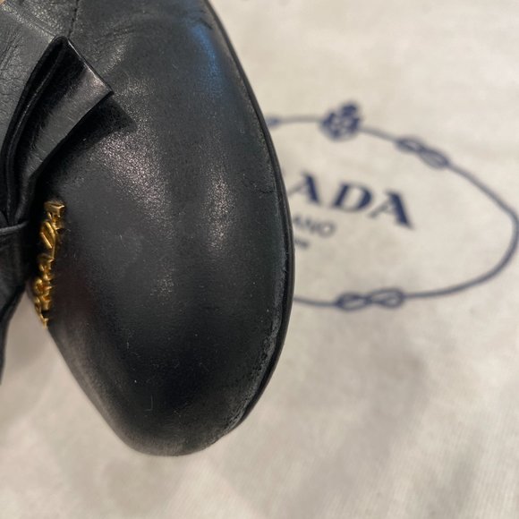 Prada Black Calf Leather Milano Ballet Flats - Picture 9 of 14